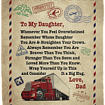 Trucker Dad To My Daughter Whenever You Feel Overwhelmed Letter Fleece Blanket - Premium Sherpa Blanket, White, Cozy Plush Fleece Blanket - 50x60 Trucker Dad To My Daughter Whenever You Feel Overwhelmed Letter Fleece Blanket - Premium Sherpa Blanket, White, Cozy Plush Fleece Blanket - 50x60