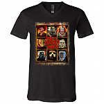 The Bloody Bunch Halloween Character Freddy Michael Penny Chuck-y Horror Movie T-Shirt - V-Neck Shirt, Black, V-Neck T-Shirt