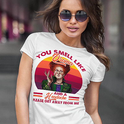 Alternative view of You Smell Like Drama And A Headache Please Get Stay Away From Me Hocus Pocus Winifred Sanderson Light T-shirt