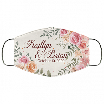 Kaitlyn and Brian October 10 2020 Washable Reusable Custom - Printed Cloth Face Mask Cover, White, Cloth Face Cover – Medium/Large