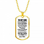 To My Son I Wish You The Strength To Face Challenges With Confidence Dog Tag Pendant Necklace - Dog Tag (Gold Plated)