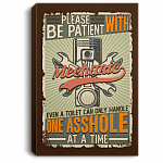 Mechanic Please Be Patient with Mechanic Vintage Wrapped Framed Canvas Prints - Unframed Poster - Room Decor Wall Art, White, 0.75'' Framed Canvas