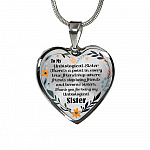 To My Unbiological Sister There's A Point In Every True Friendship Luxury Heart Pendant Necklace - Heart Luxury Necklace (Silver)