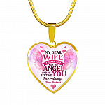 My Dear Wife I Asked God for an Angel He Sent Me You from Husband Heart Pendant Necklace - For Her - Heart Luxury Necklace (Gold Plated)