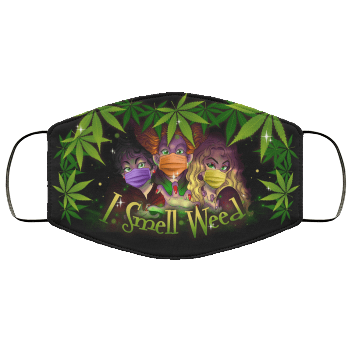 Hocus Pocus I Smell Weed - Funny Halloween Washable Reusable Custom Face Mask, White, Cloth Face Cover – Medium/Large