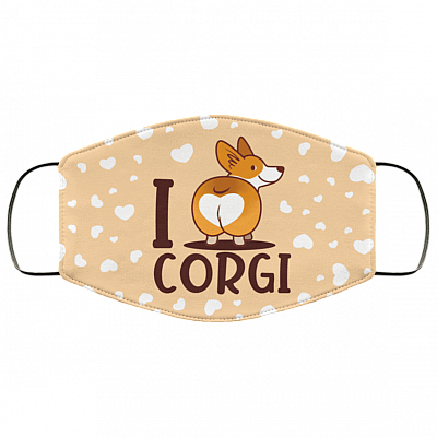 I Love Corgi Washable Reusable Custom - Printed Cloth Face Mask Cover, White, Cloth Face Cover – Medium/Large