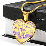 Wings I Will Carry You with Me Til' I See You Again Heart Pendant Necklace - Heart Luxury Necklace (Gold Plated)