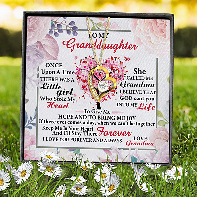 Alternative view of To My Granddaughter Once Upon A Time There Was A Little Girl Who Stole My Heart Forever Love Heart Pendant Necklace