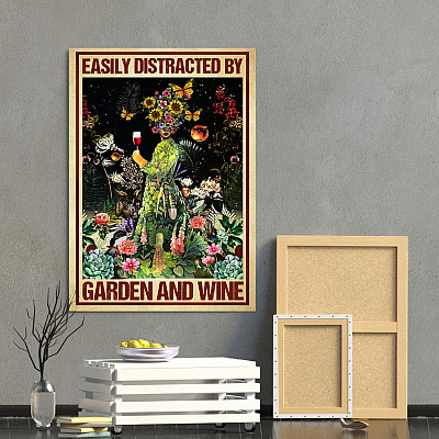 Alternative view of Easily Distracted By Garden And Wine Gallery Wrapped Framed Canvas Prints - Unframed Poster - Home Decor Wall Art