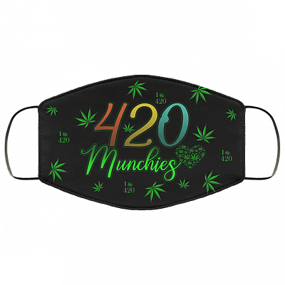 420 Munchies Weed Cannabis Washable Reusable Custom - Printed Cloth Face Mask Cover, White, Cloth Face Cover – Medium/Large