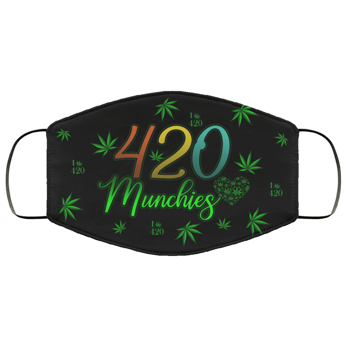 420 Munchies Weed Cannabis Washable Reusable Custom - Printed Cloth Face Mask Cover, White, Cloth Face Cover – Medium/Large