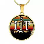 Funny Lit Burning Sage Smudge Chill Witchcraft Herbs Relax Witch Gift Halloween Circle Pendant Necklace - Circle Luxury Necklace (Gold Plated)