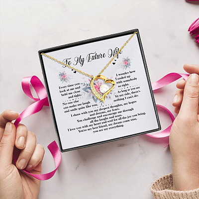 Alternative view of To My Future Wife You're My Best Friend My Dream Come True You Are My Everything Forever Love Pendant Necklace