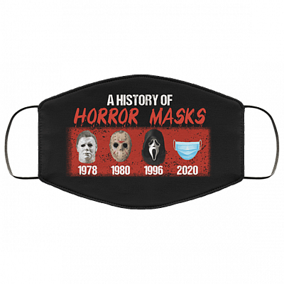 A History of Horror Masks Washable Reusable Custom - Printed Cloth Face Mask Cover, Black, Cloth Face Cover – Medium/Large