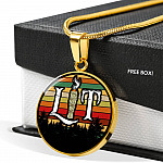 Funny Lit Burning Sage Smudge Chill Witchcraft Herbs Relax Witch Gift Halloween Circle Pendant Necklace - Circle Luxury Necklace (Gold Plated)