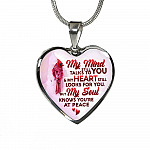 My Mind Still Talks To You My Heart Still Looks For You My Soul Knows You Are At Peace Heart Pendant Necklace - Heart Luxury Necklace (Silver)