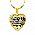 Grandma and Granddaughter a Bond That Can't Be Broken Heart Pendant Necklace - Heart Luxury Necklace (Gold Plated)