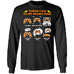 Things I Do In My Spare Time Funny Gamer Geek Hoodie - Sweatshirt - Long Sleeve Shirt, Black, Long Sleeve