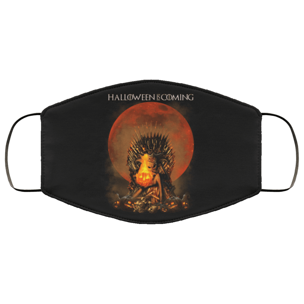 Halloween Is Coming Washable Reusable Custom Printed Cloth Face Mask Cover - Halloween Jack Skellington Face Mask, Black, fma-medium-large-face-mask