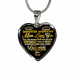 To My Daughter Always Remember That Mom Loves You You Are Braver Than You Believe Heart Pendant Necklace - Heart Luxury Necklace (Silver)