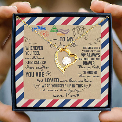 Mom To My Daughter Whenever You Feel Overwhelmed Remember Whose Daughter You Are From Mom Forever Love Pendant Necklace