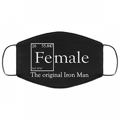 Element Fe Female the Original Iron Washable Reusable Custom - Printed Cloth Face Mask Cover, Black, Cloth Face Cover – Medium/Large