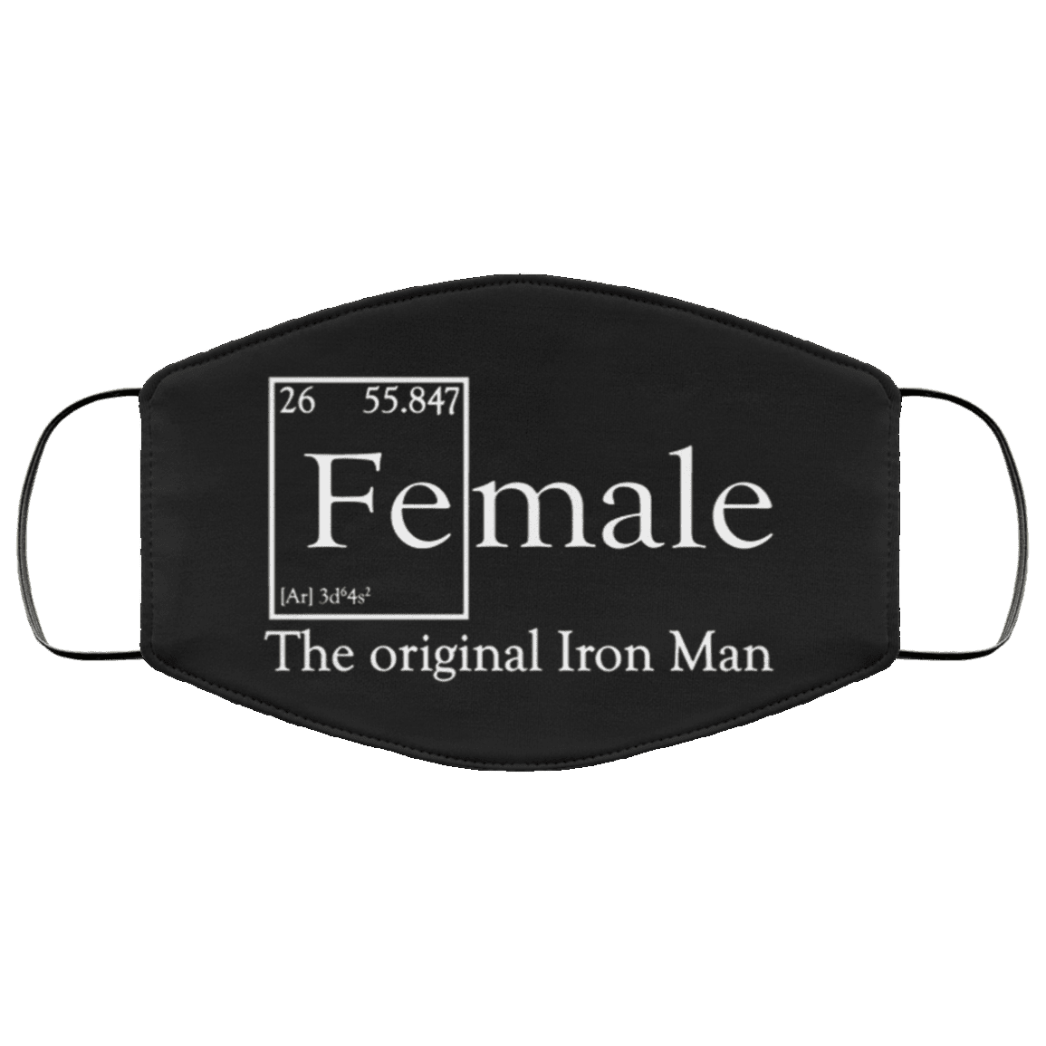 Element Fe Female the Original Iron Washable Reusable Custom - Printed Cloth Face Mask Cover, Black, Cloth Face Cover – Medium/Large