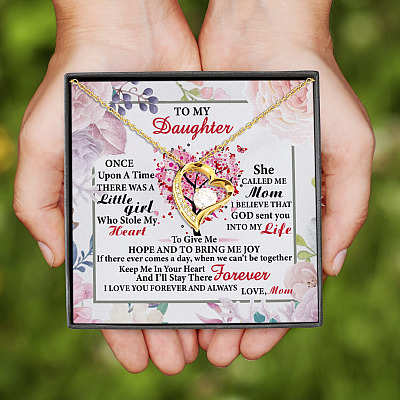 To My Daughter Once Upon A Time There Was A Little Girl Who Stole My Heart Forever Love Heart Pendant Necklace
