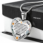To My Unbiological Sister There's A Point In Every True Friendship Luxury Heart Pendant Necklace - Heart Luxury Necklace (Silver)