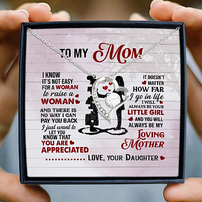 Alternative view of From Daughter To My Mom I Know It's Not Easy For A Woman To Raise A Woman Forever Love Pendant Necklace