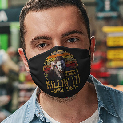 Alternative view of Killin' It Since 1963 Washable Reusable Custom Printed Cloth Face Mask Cover - Halloween Michael Myers Face Mask