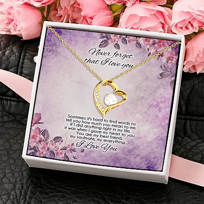 Never Forget I Love You Sometimes It's Hard To Find Words Forever Love Pendant Necklace Gifts for Wife