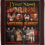 Personalized Horror Movie Watching Blanket For Horror Movie Lover - Halloween Gift Fleece Blanket - Sherpa Blanket, White, Cozy Plush Fleece Blanket - 50x60