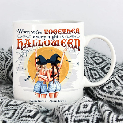 Alternative view of Personalized When We're Together Every Night Is Halloween Best Friends Witches Bestie Ceramic Coffee Mug