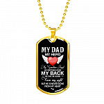 My Dad My Hero My Guardian Angel He Watches Over My Back Dog Tag Pendant Necklace - Dog Tag (Gold Plated)