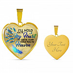 Dragonfly I'll Hold You in My Heart Until I Can Hold You in Heaven Memorial Gift - Heart Pendant Necklace - Heart Luxury Necklace (Gold Plated)