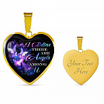 Butterfly I Believe There Are Angels Among Us Heart Pendant Necklace - Heart Luxury Necklace (Gold Plated)