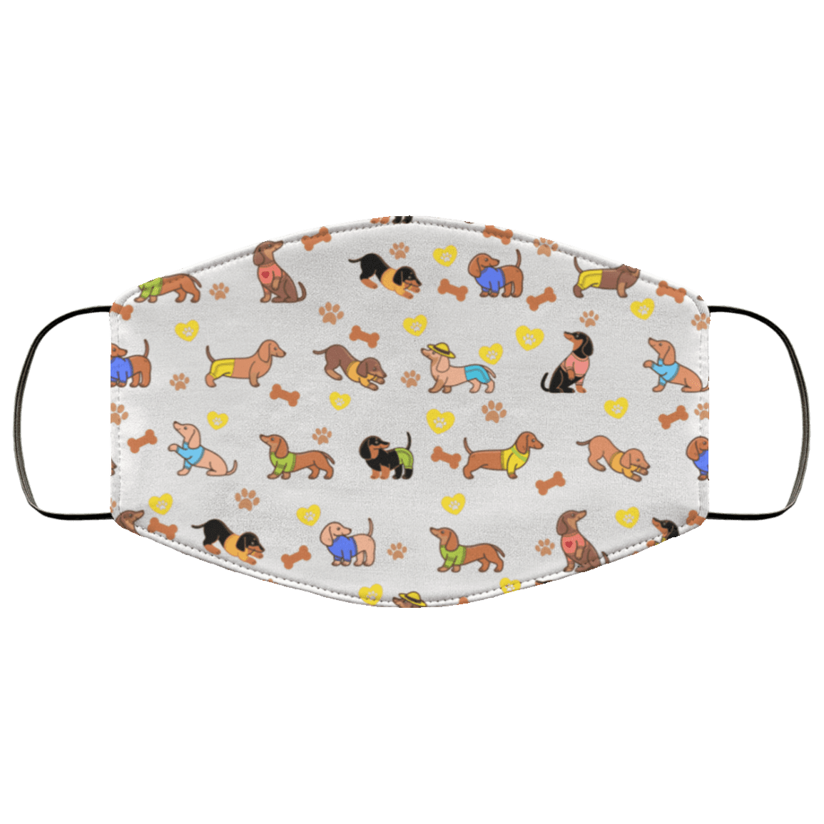 Dachshund Pattern Bandana Washable Reusable Custom - Cloth Face Mask Cover - Gift For Dachshund Lovers, White, Cloth Face Cover
