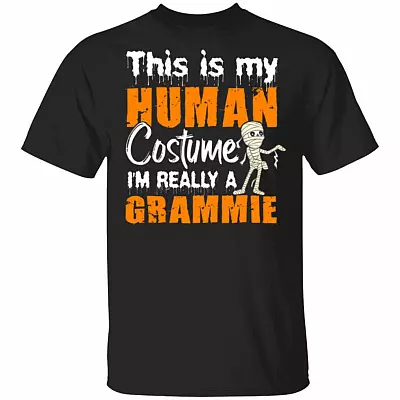 This Is My Human Costume Im Really A Grammie T-Shirt - Funny Halloween Shirt For Grandma, Black, Unisex T-Shirt