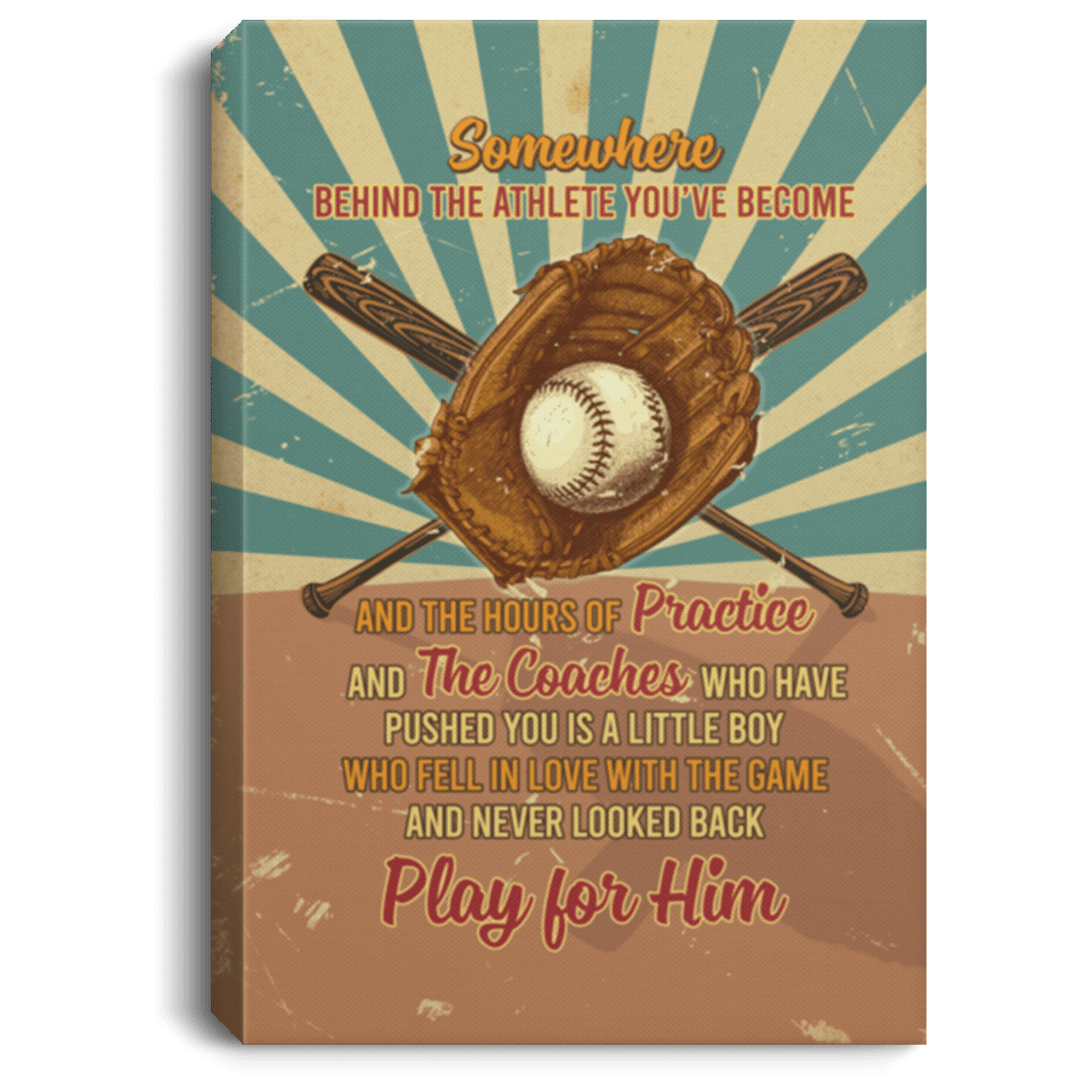 Baseball Somewhere Behind The Athlete You've Become Gallery Wrapped Framed Canvas Prints - Unframed Poster, White, 0.75'' Framed Canvas