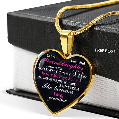 To My Beautiful Granddaughter I Believe That God Sent You In My Life Heart Pendant Necklace - Heart Luxury Necklace (Gold Plated)