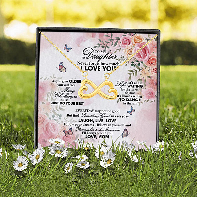 Mom To My Daughter Never Forget How Much I Love You Infinity Heart Pendant Necklace