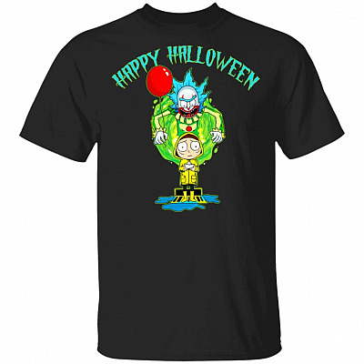 Clown Rick Happy Halloween Funny Morty T-Shirt, Black, Unisex T-Shirt