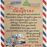 To My Trucker Daughter Whenever You Feel Overwhelmed Remember Whose Daughter You Are Premium Sherpa Blanket, White, Cozy Plush Fleece Blanket - 50x60