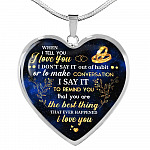 I Tell You I Love You Heart Pendant Necklace - Wife Necklace From Husband - Gift For Her - Heart Luxury Necklace (Silver)