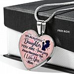 My Beautiful Daughter You Are Amazing Always Remember That I Love You Mom Heart Pendant Necklace - Heart Luxury Necklace (Silver)