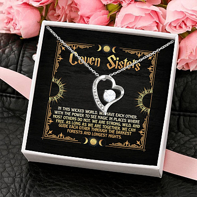 Alternative view of Coven Sisters Best Witches Friends Bestie Forever Love Heart Pendant Necklace - Sister Gifts from Sister