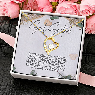 Soul Sisters Remind You How Much Your Friendship Means To Me Forever Love Pendant Necklace