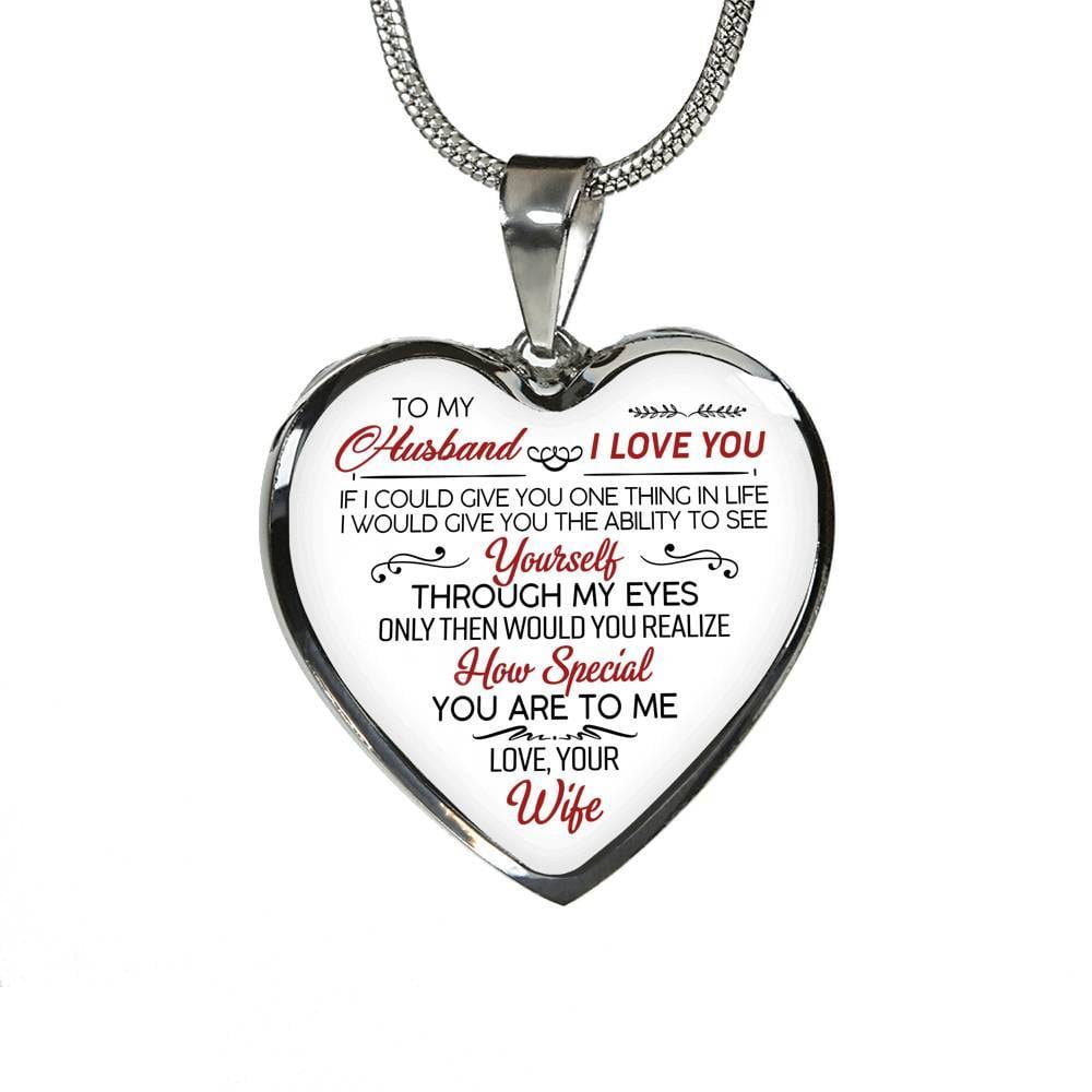 To My Wife If I Could Give You One Thing in Life from Husband Heart Pendant Necklace - Anniversary Gift - Heart Luxury Necklace (Silver)