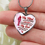 My Mind Still Talks To You My Heart Still Looks For You My Soul Knows You Are At Peace Heart Pendant Necklace - Heart Luxury Necklace (Silver)